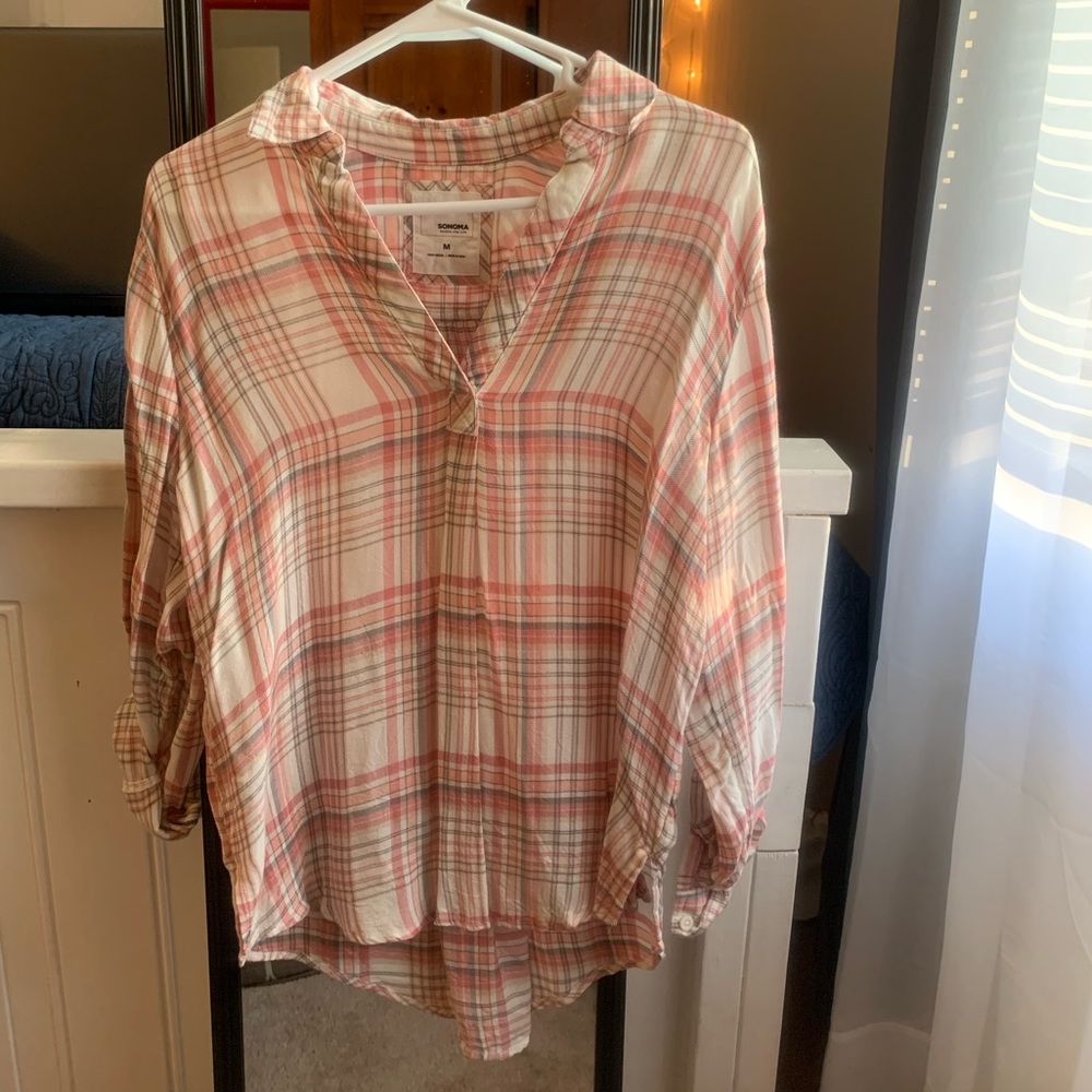 Pink Plaid Blouse